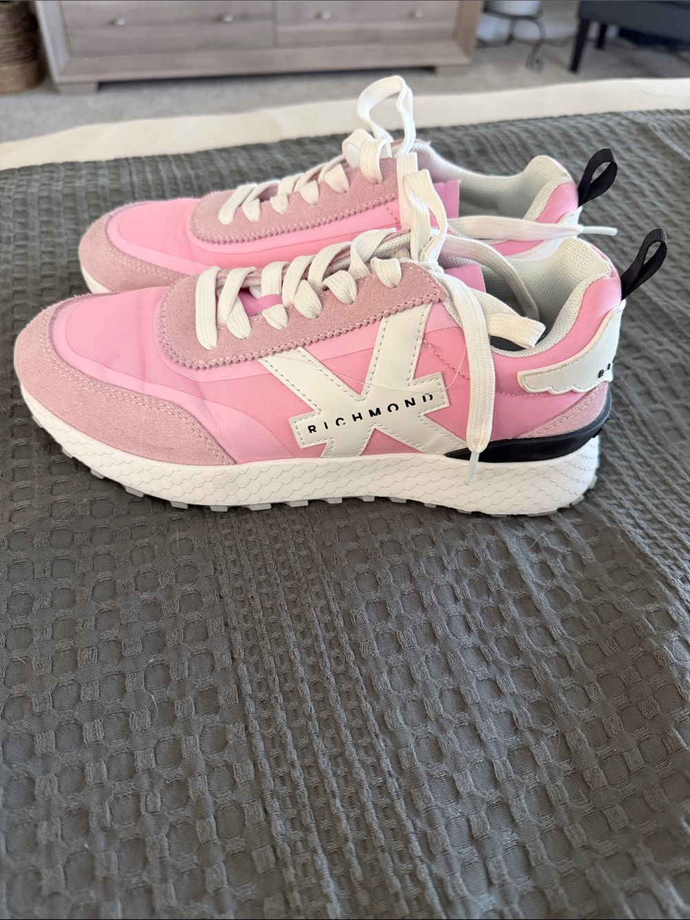 Richmond Pink and White Platform Runner Sneakers